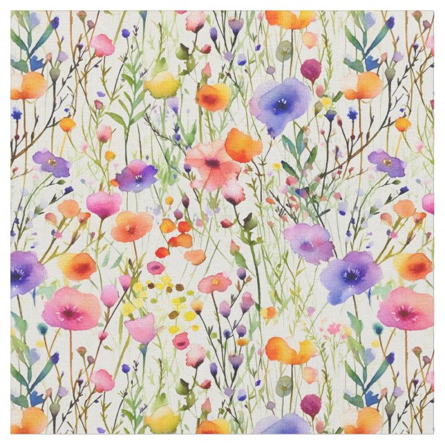 Elegante Wildblumen Aquarell Stoff (Nahaufnahme)