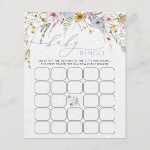 Elegante Wildblumen Baby Bingo Game Card