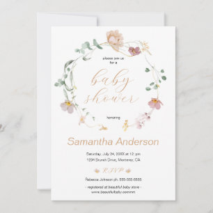 Elegante Wildblumen Baby Shower Script Einladung