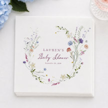 Elegante Wildblumen-Baby-Shower-Servietten