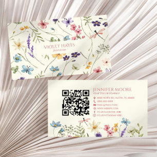 Elegante Wildblumen-Blumen-Blumenmuster QR-Code Visitenkarte