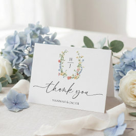 Elegante Wildblumen-Blumen-Hochzeit-Dankeskarten Dankeskarte