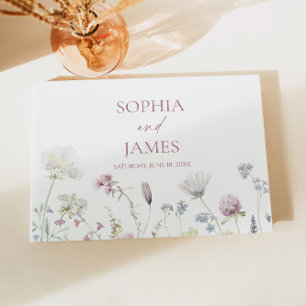 Elegante Wildblumen Blumen Hochzeit Gästebuch