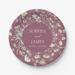 Elegante Wildblumen Blumen Hochzeit Pappteller
