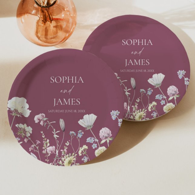 Elegante Wildblumen Blumen Hochzeit Pappteller (Von Creator hochgeladen)