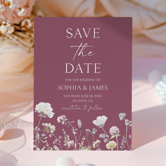 Elegante Wildblumen-Blumen-Hochzeit Save The Date (Von Creator hochgeladen)