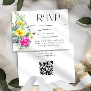 Elegante Wildblumen Blumenhochzeit Website QR Code RSVP Karte