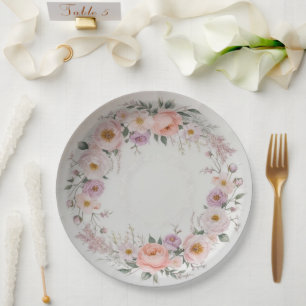 Elegante Wildblumen Blumenmuster Sommerhochzeit Pappteller
