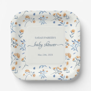 Elegante Wildblumen Boho Baby Shower Pappteller