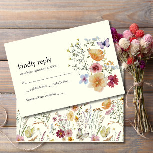 Elegante Wildblumen Boho RSVP Karte
