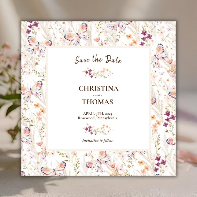 Elegante Wildblumen Boho Save the Date (Von Creator hochgeladen)