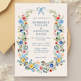Elegante Wildblumen Bow Garden Hochzeit Einladung