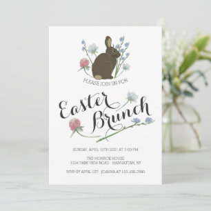 Elegante Wildblumen & Braun, Ostern Brunch Ankündigung