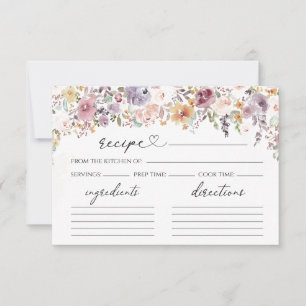 Elegante Wildblumen Brautparty-Rezept-Karte Einladung