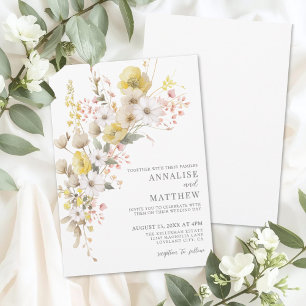 Elegante Wildblumen Bunte Florale Hochzeit Einladung