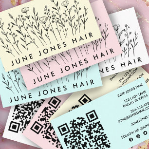 Elegante Wildblumen Custom QR Code Soziale Icons Visitenkarte