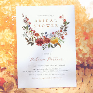 Elegante Wildblumen fallen Brautparty Einladung