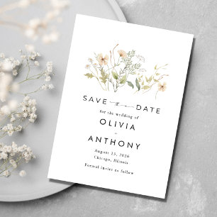 Elegante Wildblumen-Foto-Hochzeit Save The Date