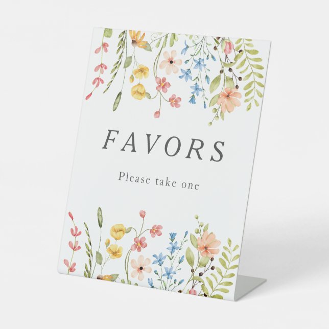 Elegante Wildblumen Garden Wedding Lieblings-Zeich Sockelschild (Vorderseite)