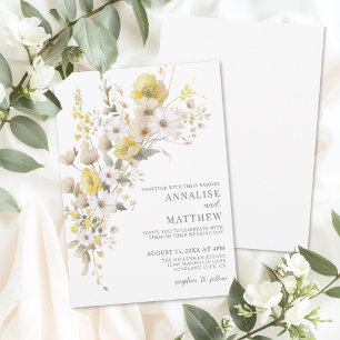Elegante Wildblumen Gelbe Blumen Hochzeit Einladung