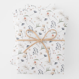 Elegante Wildblumen Geschenkpapier Set