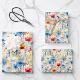 Elegante Wildblumen Geschenkpapier Set