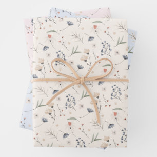Elegante Wildblumen Geschenkpapier Set