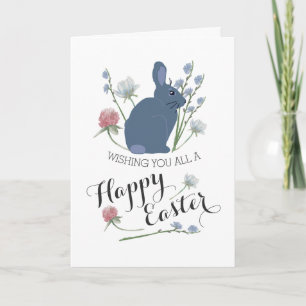 Elegante Wildblumen & Gray Bunny, Ostern Karte