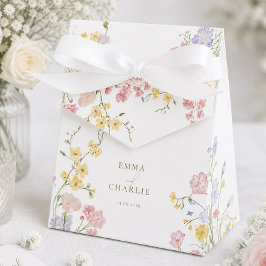 Elegante Wildblumen Grüne Schrift Hochzeit Geschenkschachtel