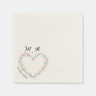 Elegante Wildblumen-Herz-Hochzeit Serviette