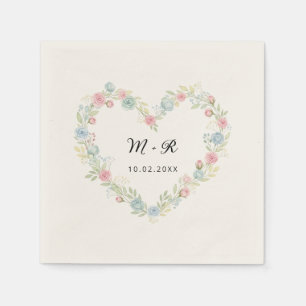 Elegante Wildblumen-Herz-Hochzeitsfeier Serviette