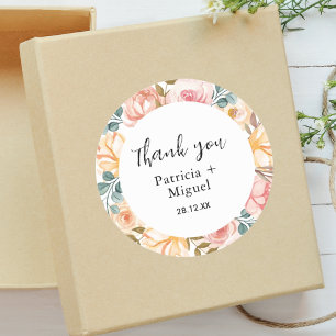 Elegante Wildblumen Hochzeit Dankeschön nach Maß Runder Aufkleber
