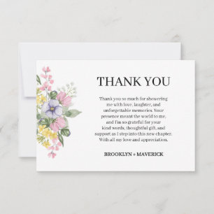 Elegante Wildblumen-Hochzeit Dankeskarte