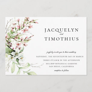 Elegante Wildblumen Hochzeit Einladung