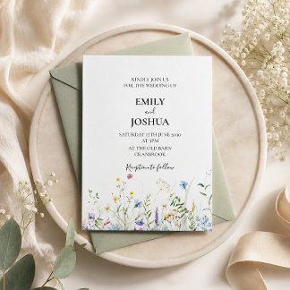 Elegante Wildblumen-Hochzeit Einladung