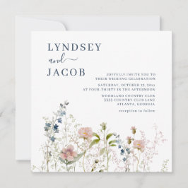 Elegante Wildblumen Hochzeit Einladung