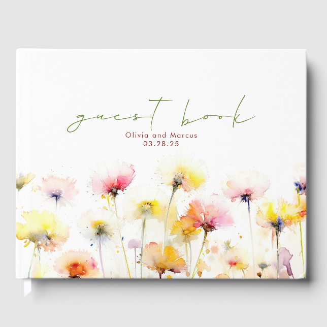 Elegante Wildblumen Hochzeit Gästebuch (Vorderseite)