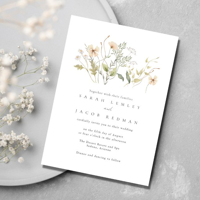Elegante Wildblumen Hochzeit im Freien Einladung (Elegant Wildflowers Outdoor Wedding Invitation)