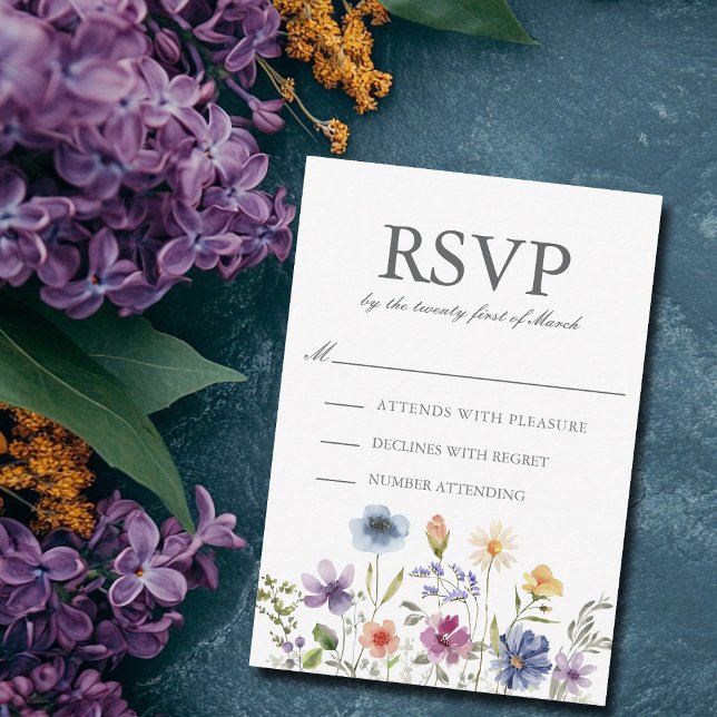 Elegante Wildblumen-Hochzeit im Frühling RSVP Karte (Von Creator hochgeladen)