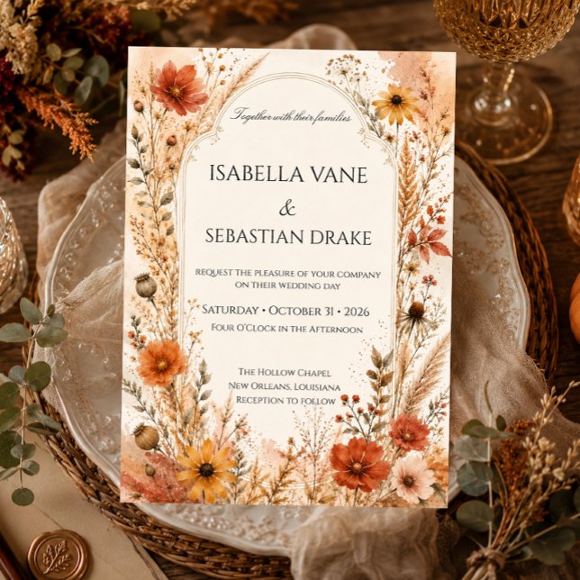 Elegante Wildblumen-Hochzeit im Herbst Einladung (Von Creator hochgeladen)