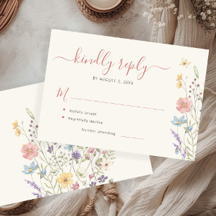 Elegante Wildblumen Hochzeit RSVP Karte