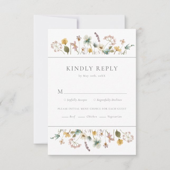 Elegante Wildblumen Hochzeit-RSVP-Karte RSVP Karte (Vorderseite)
