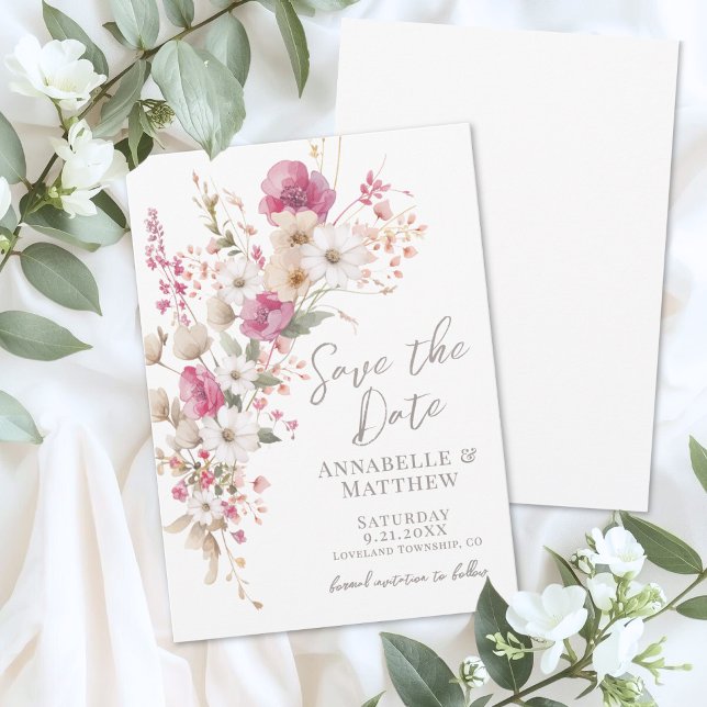 Elegante Wildblumen-Hochzeit Save The Date (Elegant Wildflower Floral Wedding Save the Date)