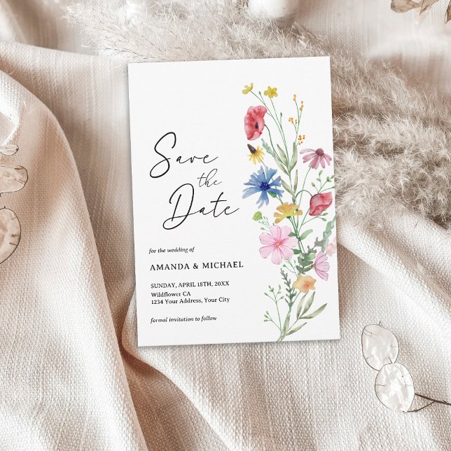 Elegante Wildblumen Hochzeit Save The Date (Von Creator hochgeladen)