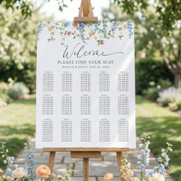 Elegante Wildblumen-Hochzeit Sitzplan Poster