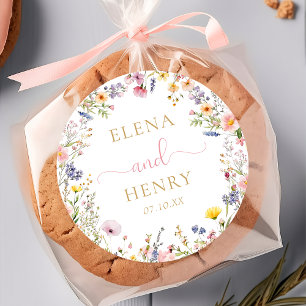 Elegante Wildblumen-Hochzeitsaufkleber Runder Aufkleber