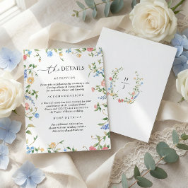Elegante Wildblumen-Hochzeitsdetails Begleitkarte