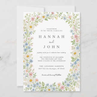 Elegante Wildblumen-Hochzeitseinladung Einladung