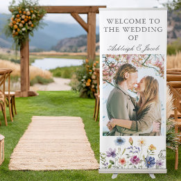 Elegante Wildblumen-Hochzeitsfoto im Frühling, ind Ausziehbarer Banner