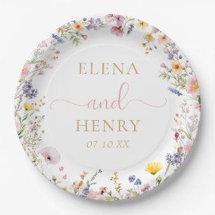 Elegante Wildblumen-Hochzeitspapierteller Pappteller